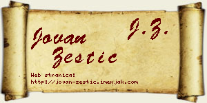 Jovan Žestić vizit kartica